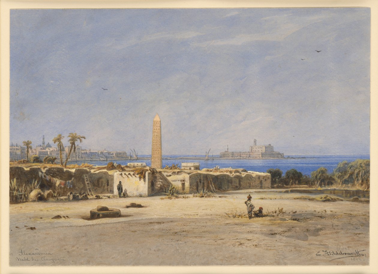 La Aguja de Cleopatra en el puerto de Alejandría de Eduard Hildebrandt