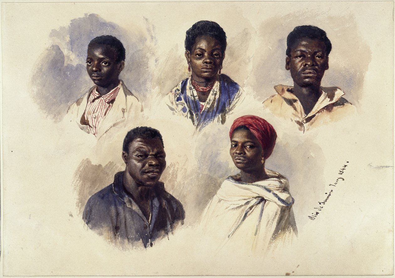 Cinco retratos de afrobrasileños, retratos de busto de Eduard Hildebrandt