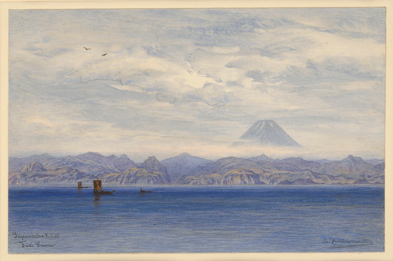 Costa japonesa con el monte Fuji de Eduard Hildebrandt