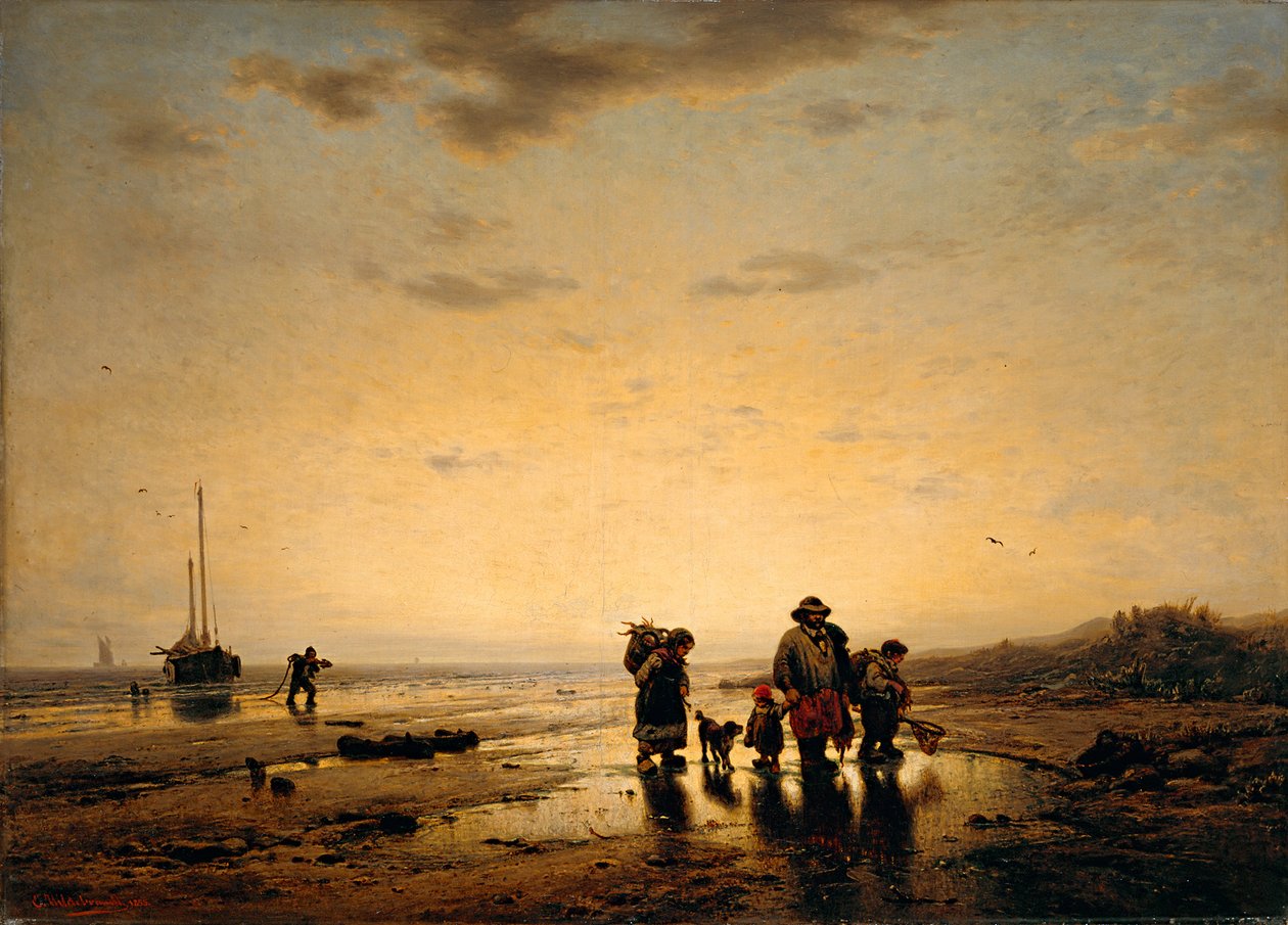 Playa a la luz del atardecer de Eduard Hildebrandt