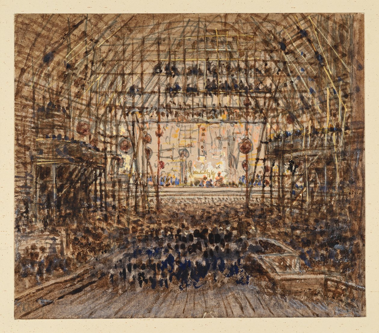 Teatro en Pekín. Vista interior de Eduard Hildebrandt