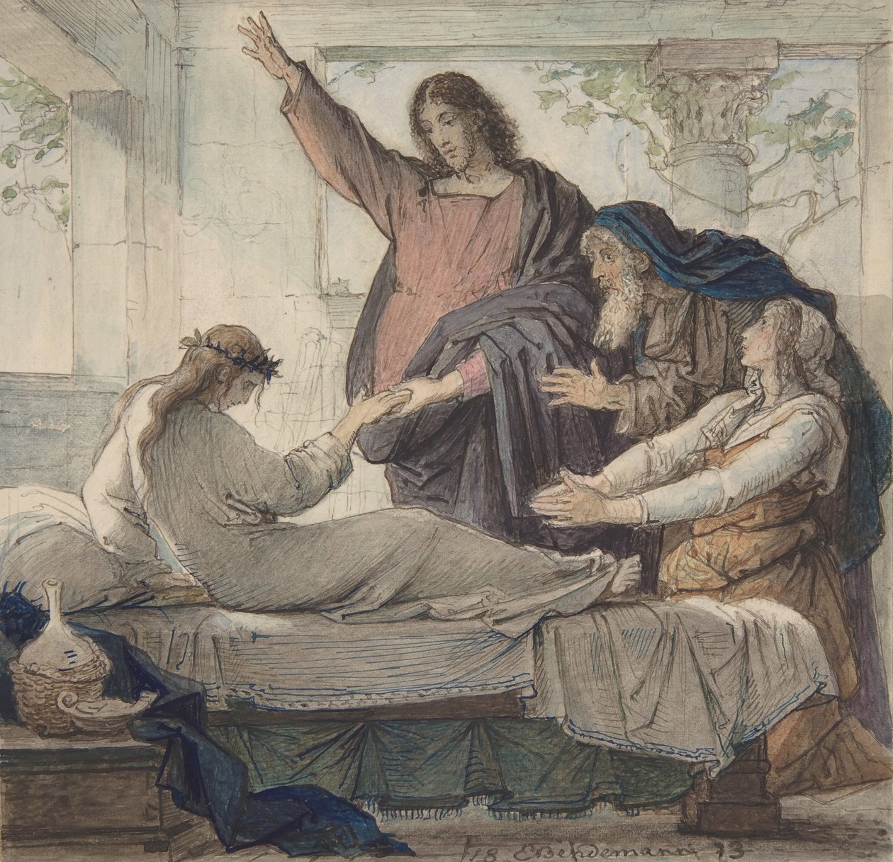 La resurrección de la hija de Jairo, 1873 de Eduard Julius Friedrich Bendemann