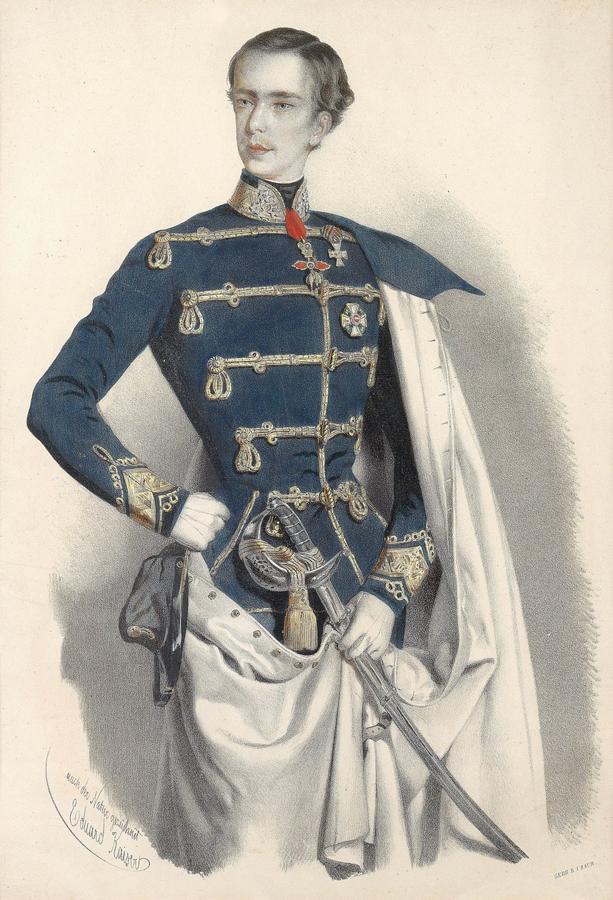 Retrato del Emperador Francisco José I de Austria, en uniforme húngaro de Eduard Kaiser