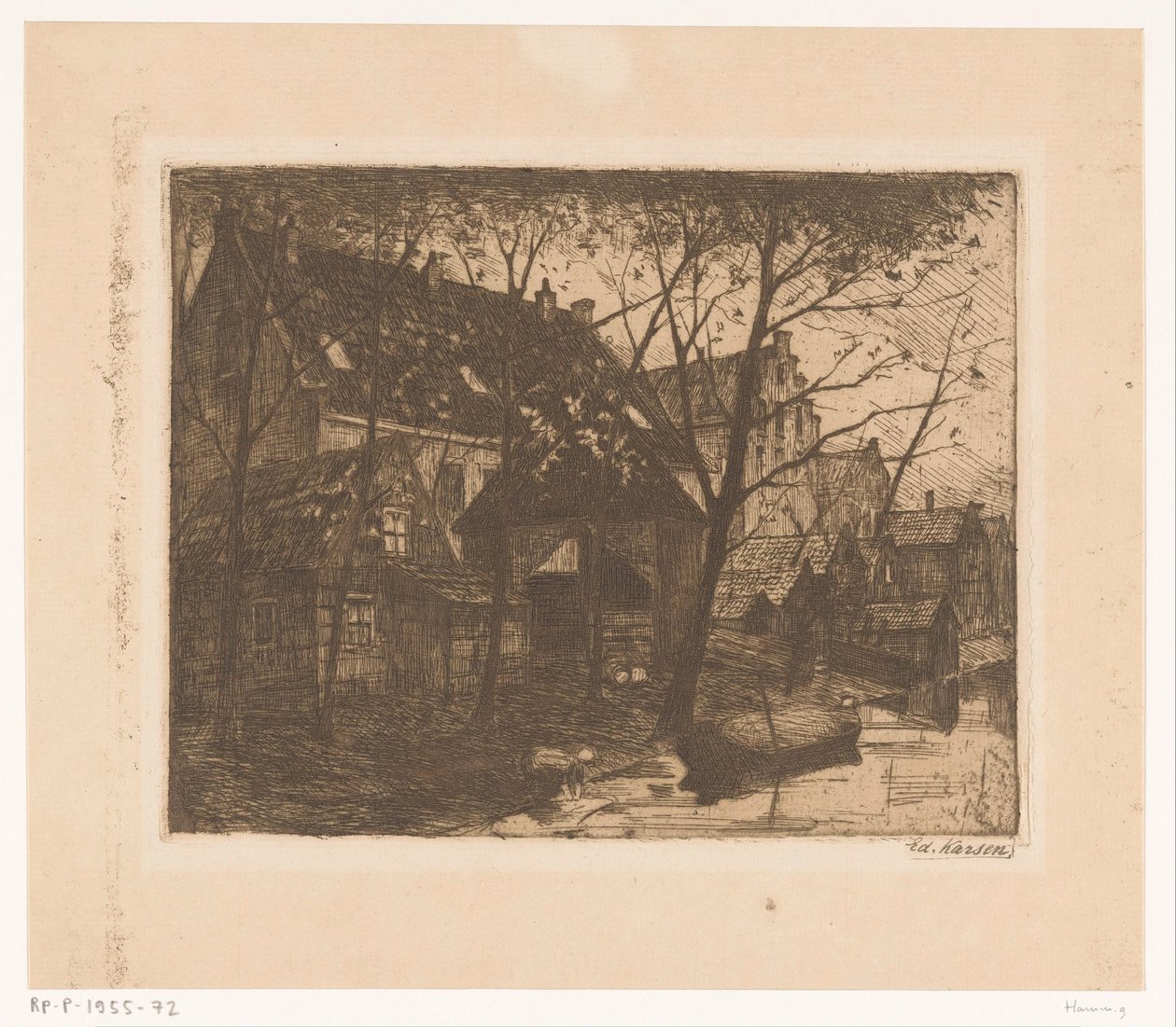 Las partes traseras de las casas a lo largo del paseo marítimo de Eduard Karsen (signed by artist)