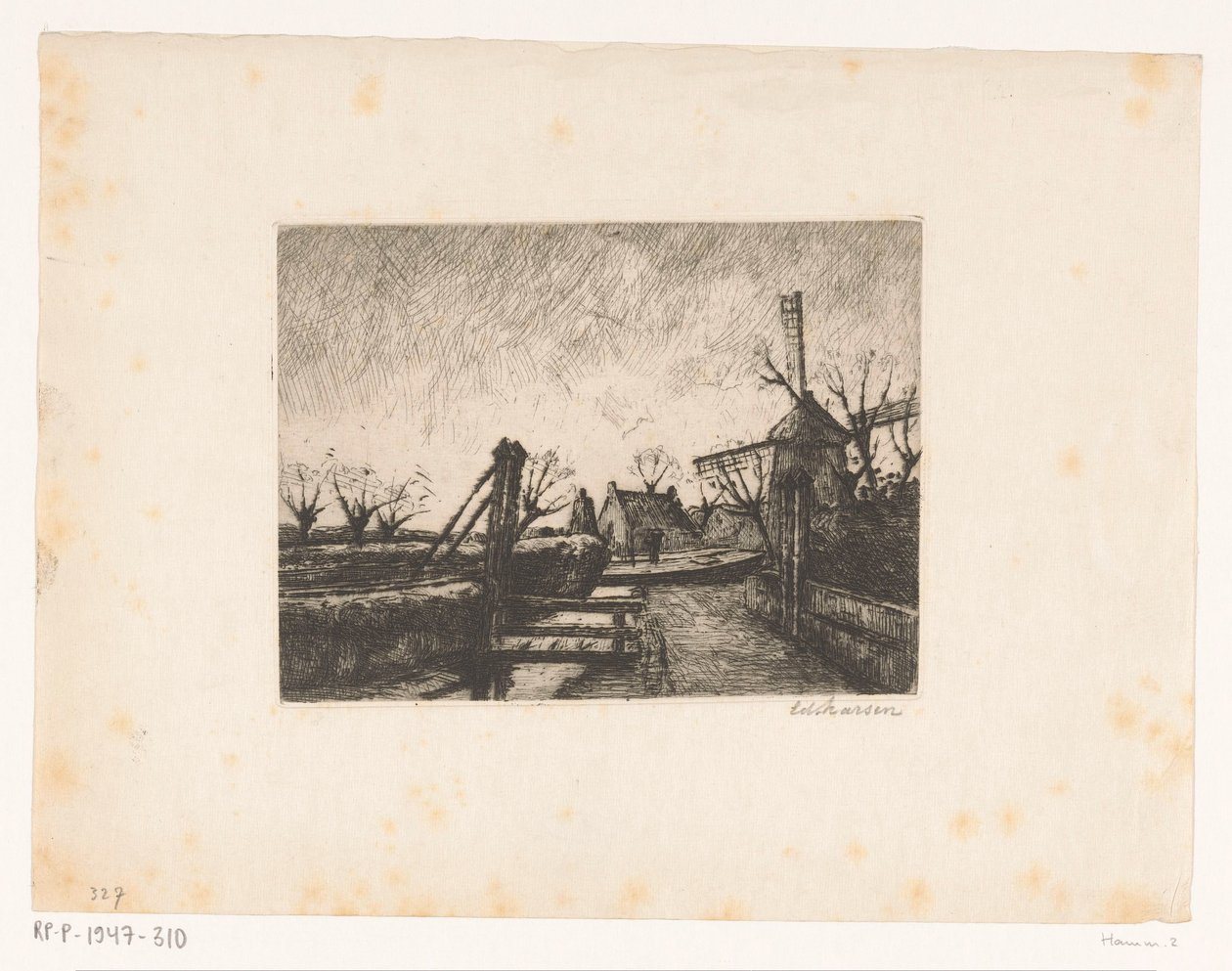 Camino con puente a lo largo de una zanja de Eduard Karsen (signed by artist)