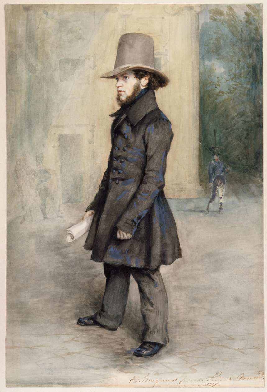 Alemán: Adolph von Menzel con sombrero Biedermeier de Eduard Magnus