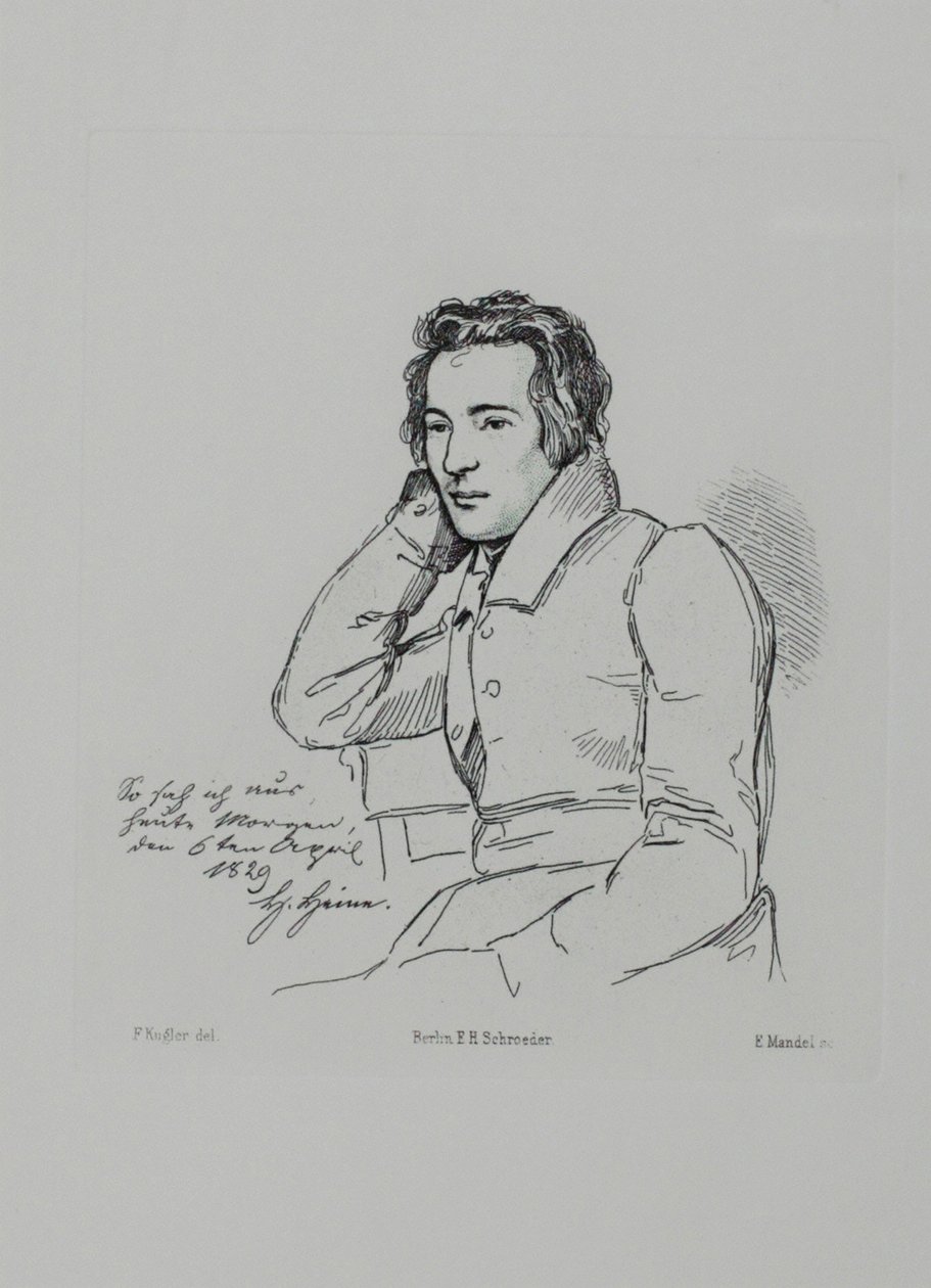 Retrato del poeta Heinrich Heine 1797-1856 después de Franz Kugler de 1829, 1854 de Eduard Mandel