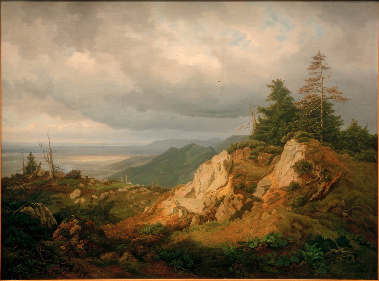En la alta Kampe con vista al Chiemsee de Eduard Schleich der Ältere