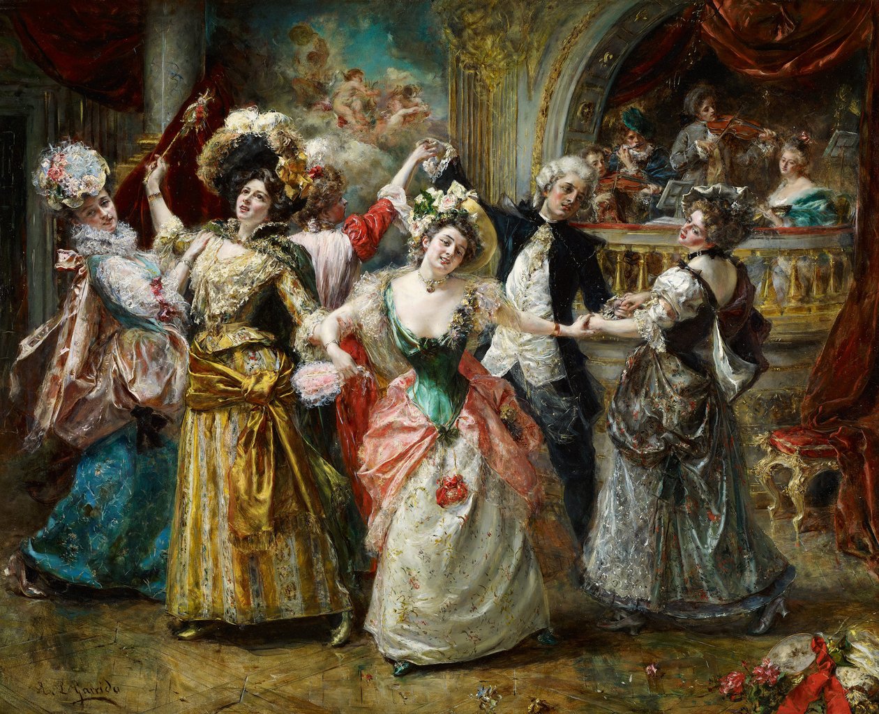 El galán de la velada - Garrido, Eduardo León (1856-1949) - Óleo sobre tabla - 80,5x100 - Museo Carmen Thyssen, Málaga de Eduardo Leon Garrido