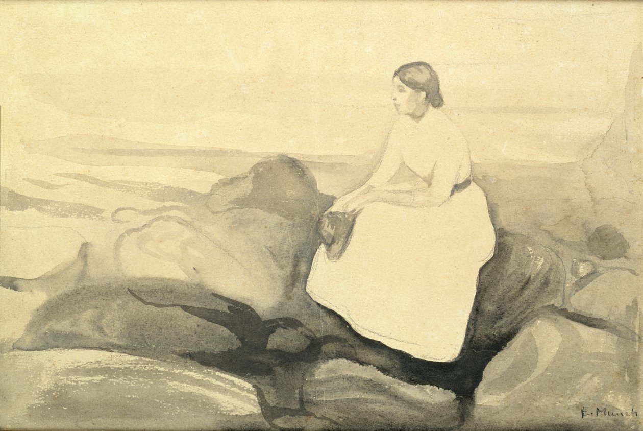 Inger en la playa, c.1889 de Edvard Munch