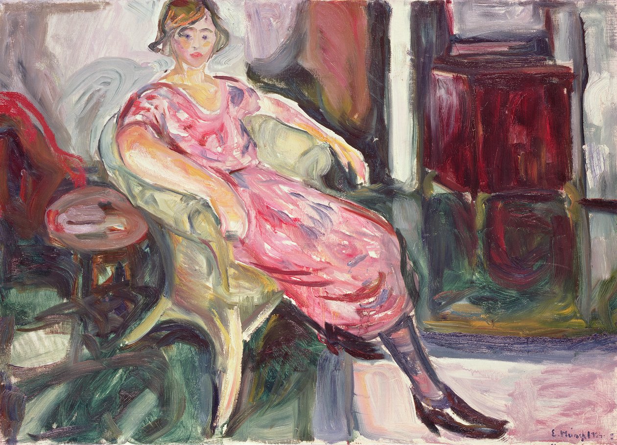 Mujer en una silla de mimbre, 1924-25 de Edvard Munch