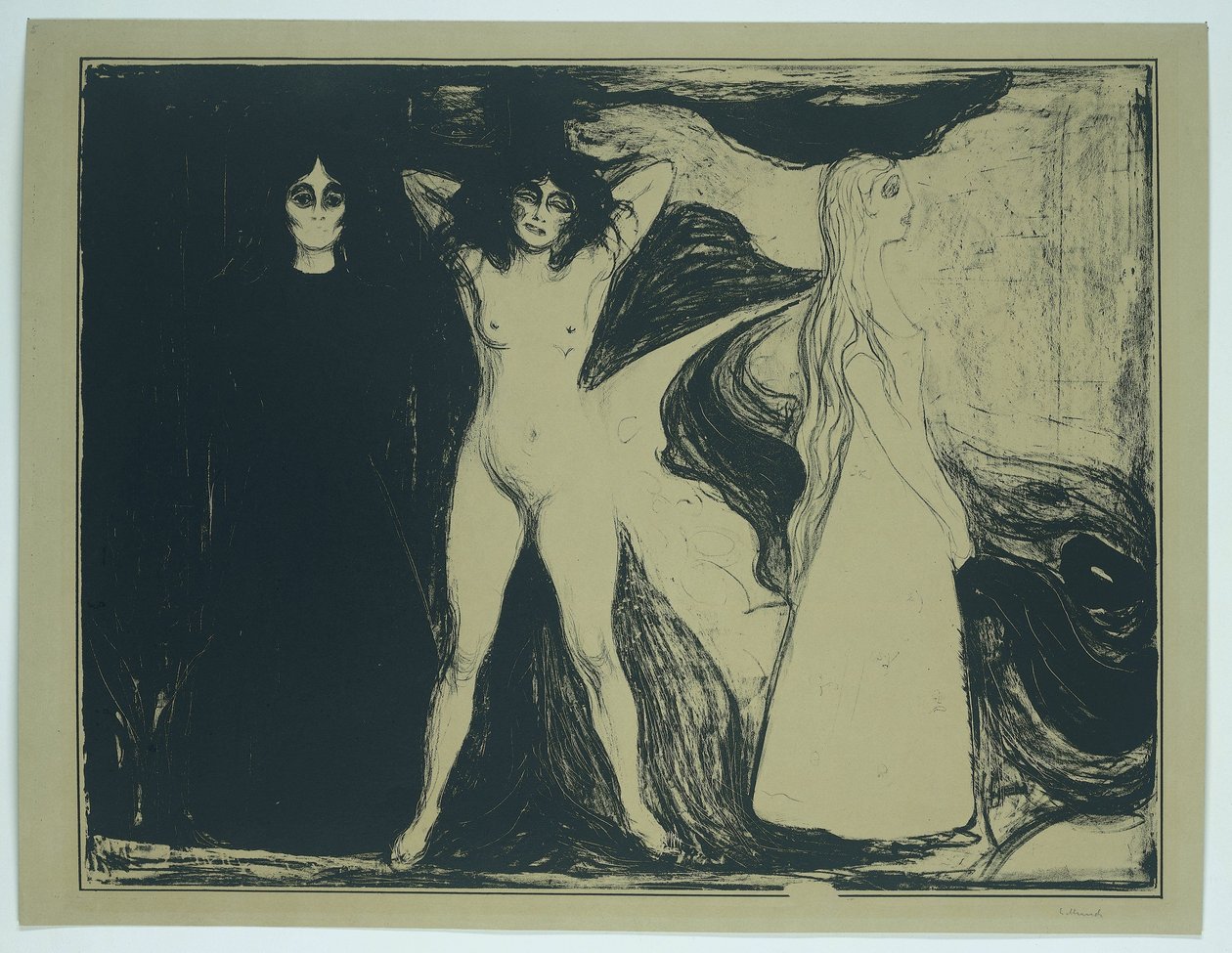 Mujeres en tres etapas (título original) Mujer (esfinge) (título original) de Edvard Munch (signed by artist)