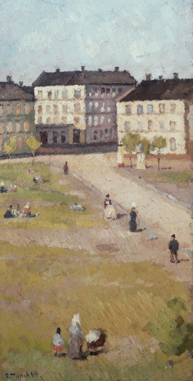 Tarde en la plaza Olav Ryes de Edvard Munch