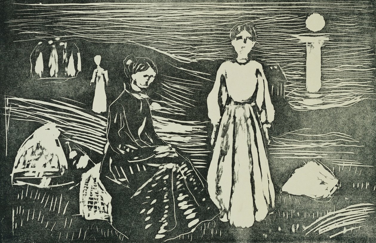 Mujeres en la Playa en la Noche de Verano de Edvard Munch
