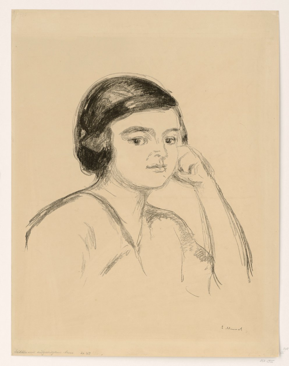 Mujer joven (mujer joven con la mano en la mejilla; muchacha con el brazo apoyado) de Edvard Munch