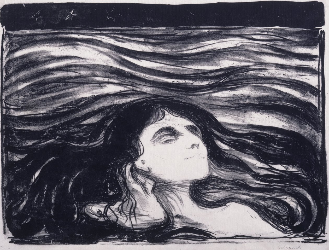 Amantes en las olas de Edvard Munch