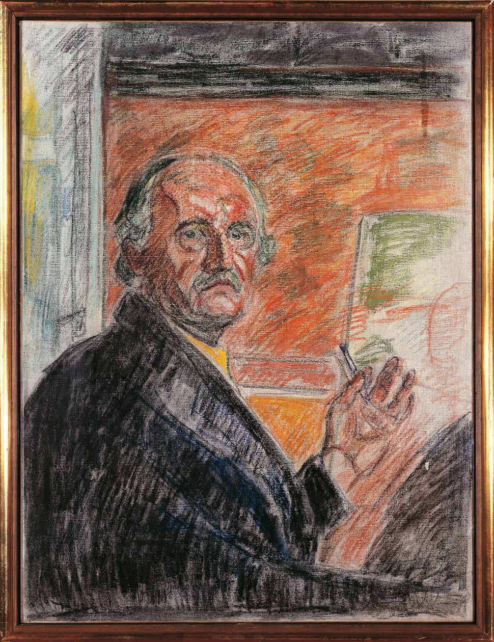 Noruega, Oslo, Autorretrato con tiza de Edvard Munch