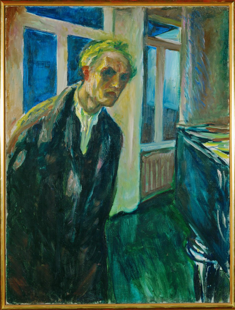Autorretrato. La noche (pintura sobre lienzo) de Edvard Munch