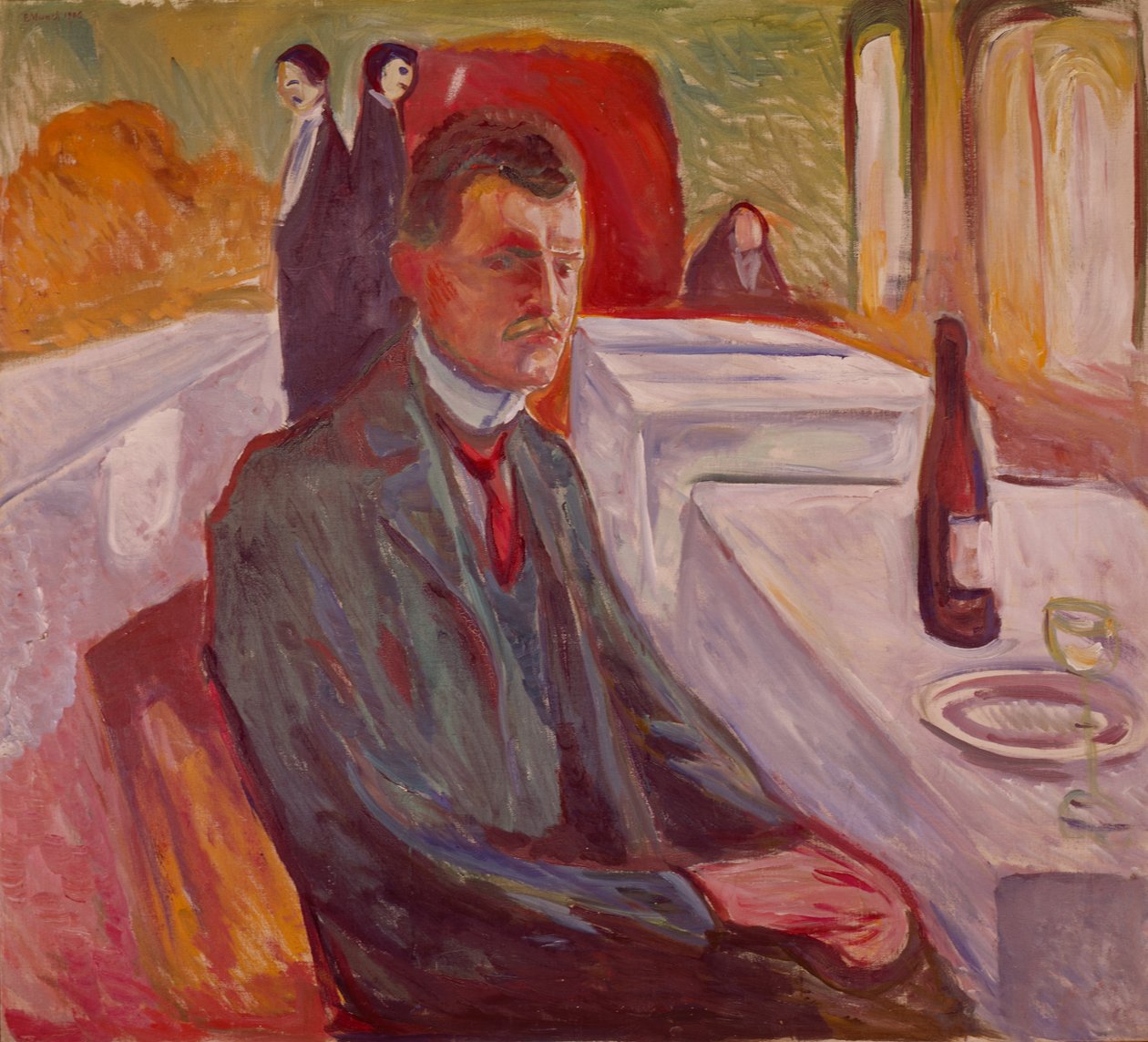 Autorretrato con vino (pintura) de Edvard Munch