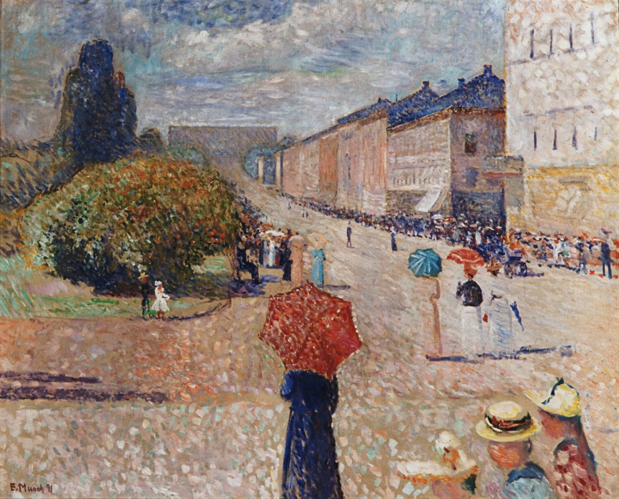Día de primavera en la calle Karl Johan de Edvard Munch
