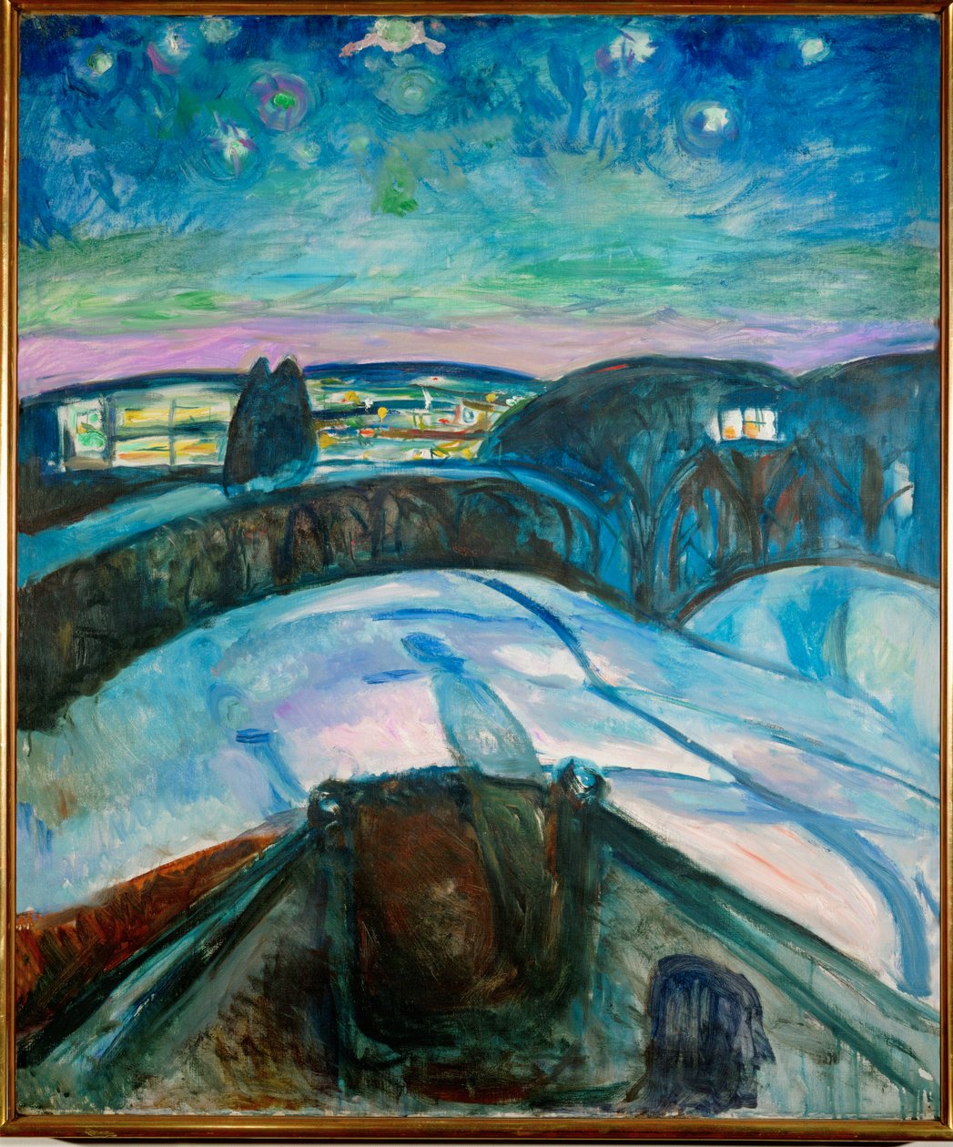 Noche estrellada (óleo sobre lienzo) de Edvard Munch