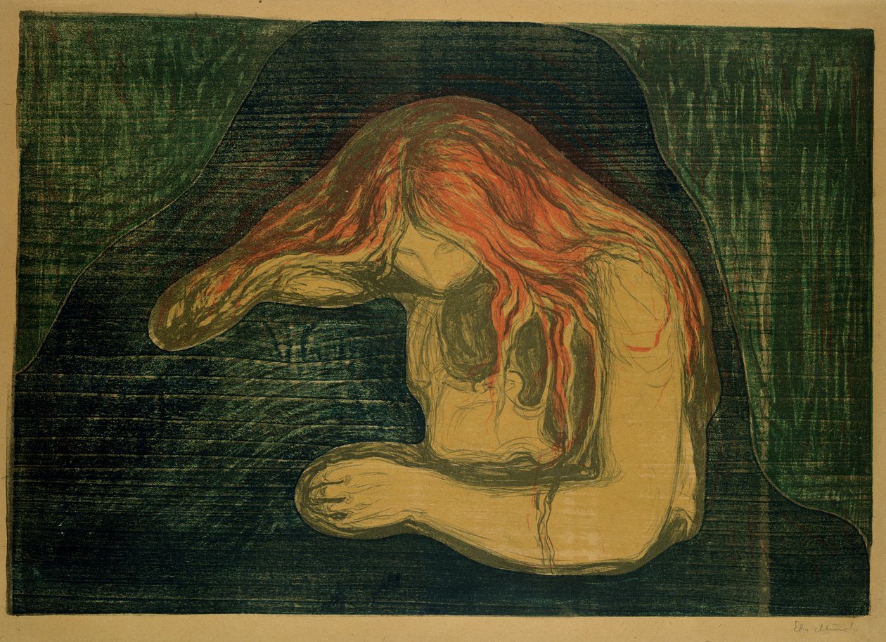 Vampiro (litografía y xilografía) de Edvard Munch