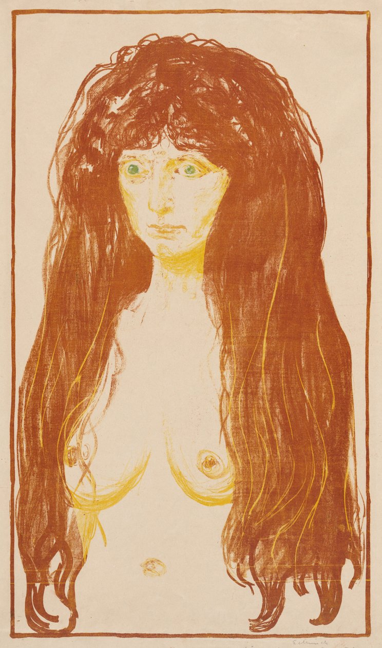 Mujer de cabello rojo y ojos verdes (El pecado) de Edvard Munch