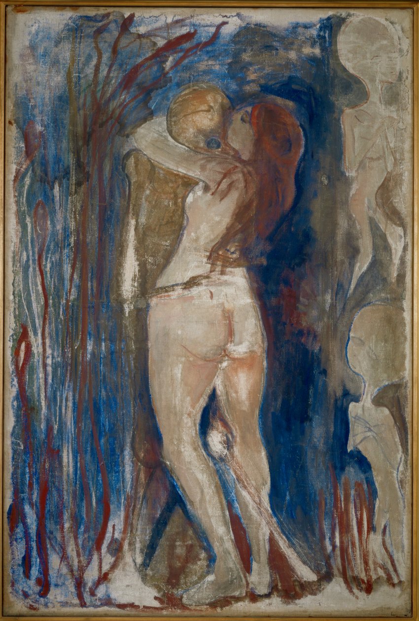 La joven y la Muerte (pintura sobre lienzo) de Edvard Munch