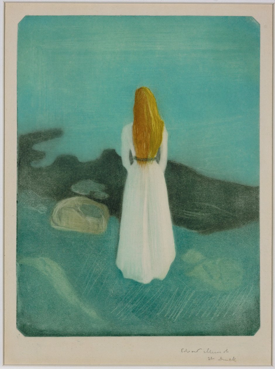 Mujer joven en la orilla del mar de Edvard Munch