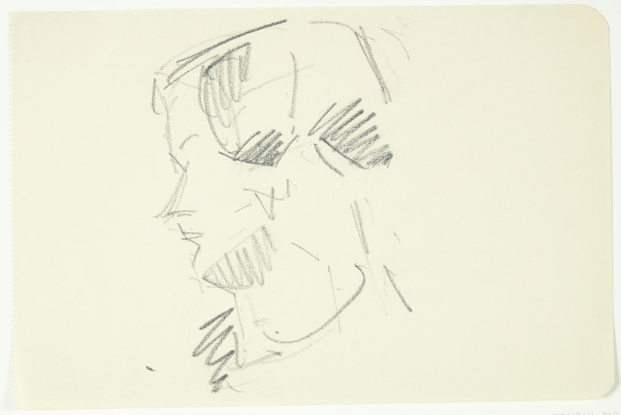Estudio de retrato de la pintora Ellen Olrik, perfil hacia la izquierda de Edvard Weie