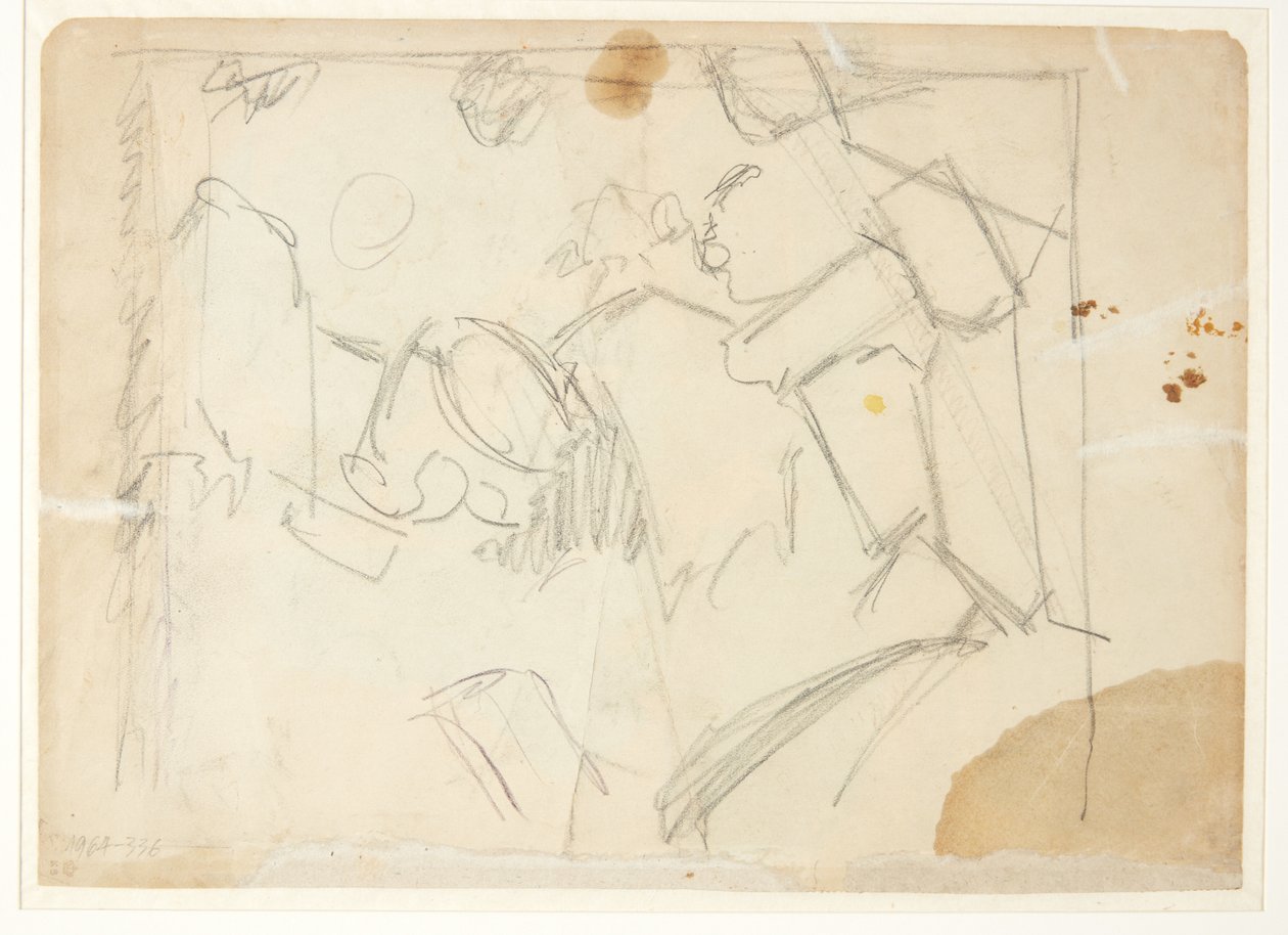 Boceto para un paisaje, tres figuras danzantes sugeridas de Edvard Weie