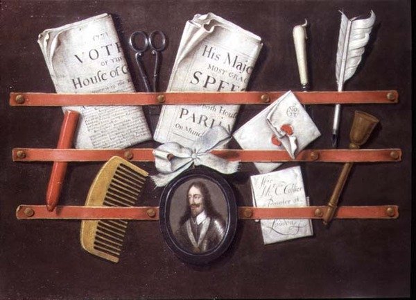 Portacartas con documentos y miniatura de Carlos I de Edwaert Colyer or Collier