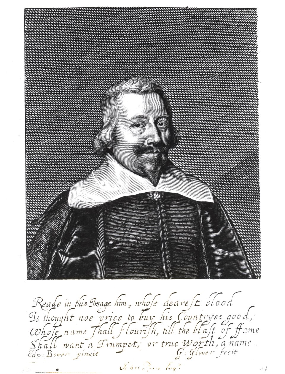 Retrato de John Pym (c.1584-1643) grabado por George Glover (1618-c.53) de Edward Bower