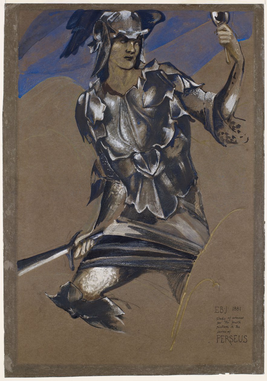 La serie de Perseo - Estudio de Perseo en armadura para El hallazgo de Medusa de Edward Burne Jones