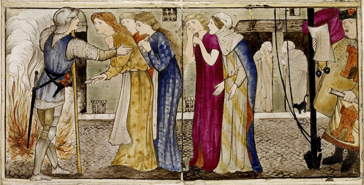 Un conjunto de dieciséis azulejos dispuestos en pares para formar ocho ilustraciones del cuento 
