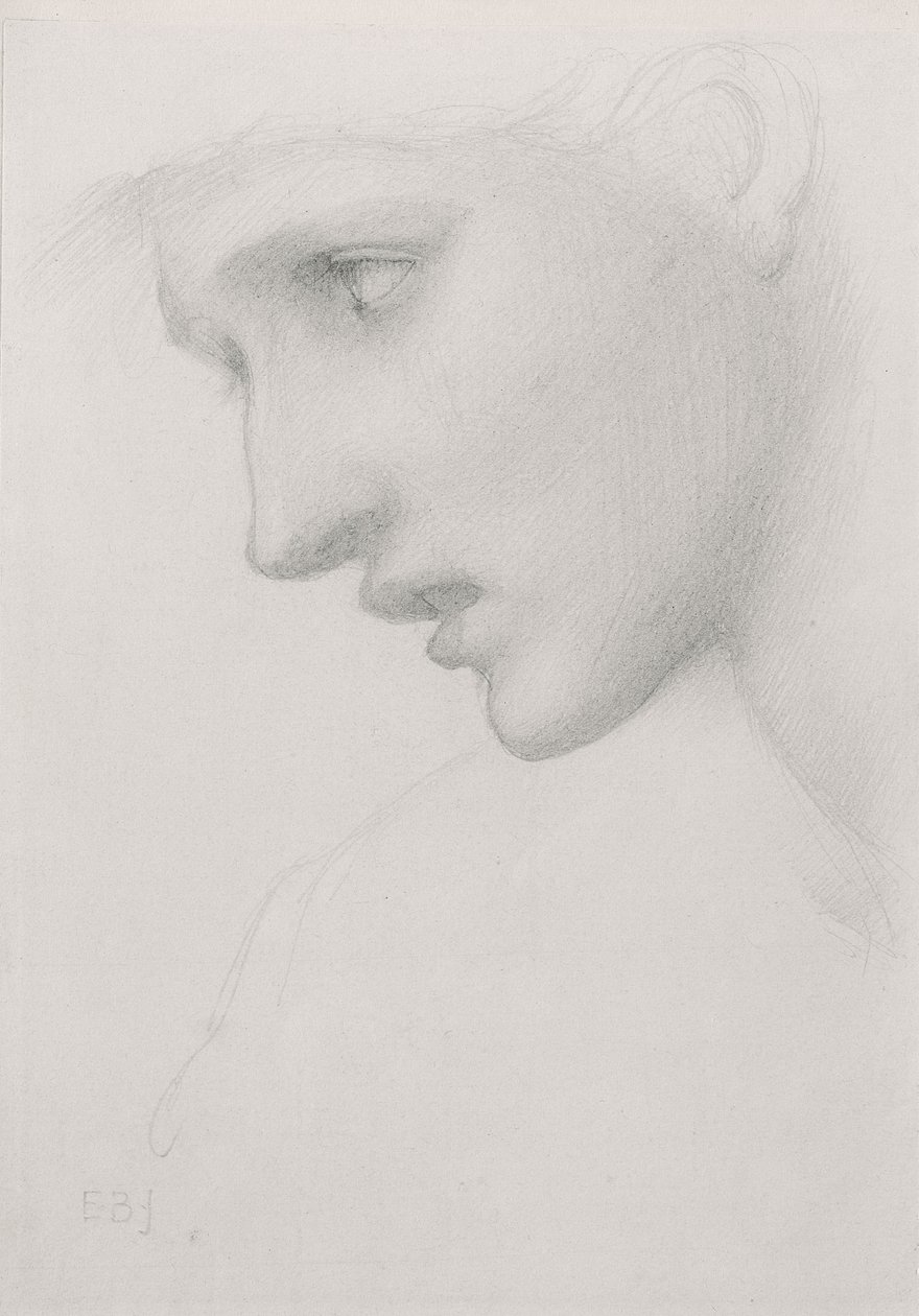 Cabeza femenina de perfil a la izquierda de Edward Burne Jones