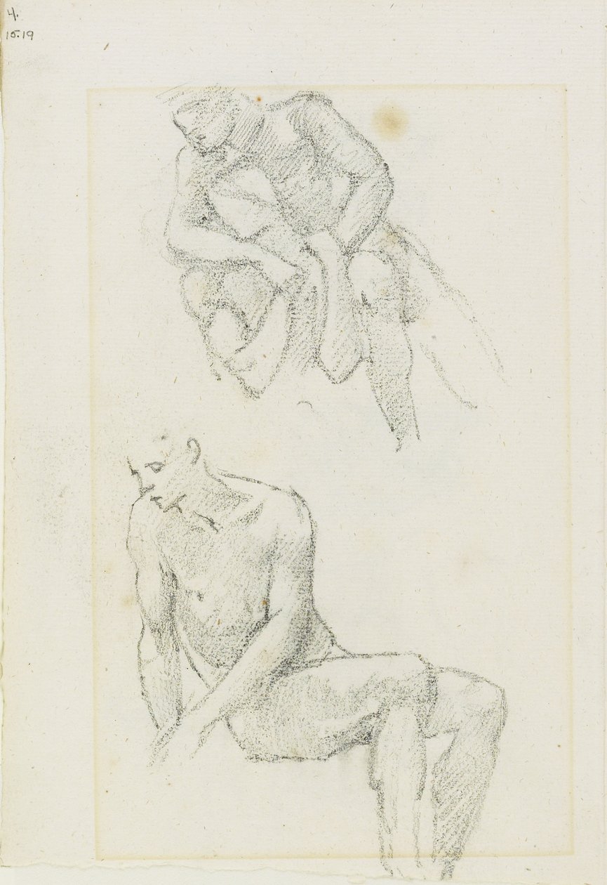 Estudios de Figuras Masculinas (recto y verso), Páginas 3 y 4 de un libro de estudios, c. 1880-1890 de Edward Burne Jones