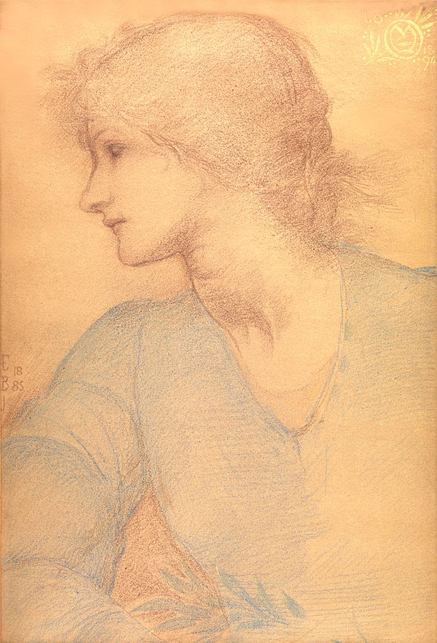 Estudio en tiza de colores, para una imagen, 1885 de Edward Burne Jones