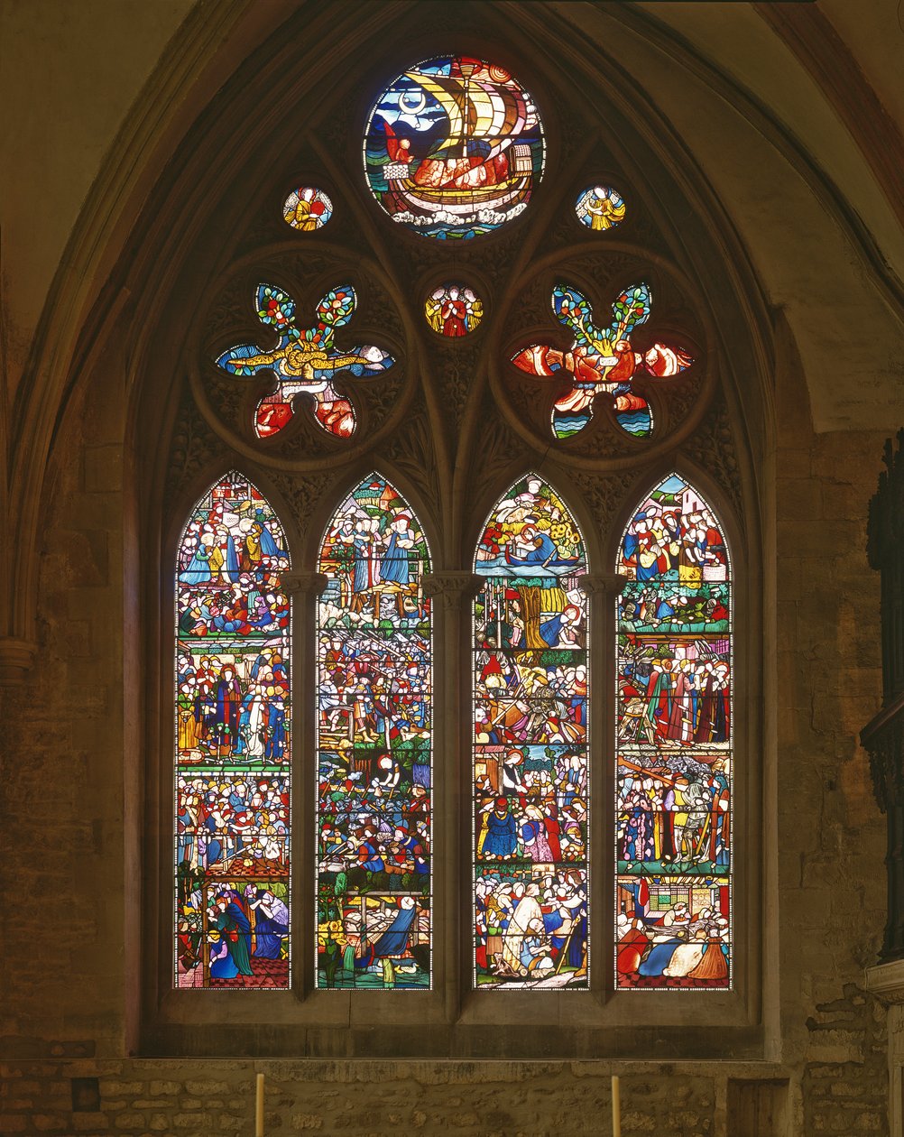 La Muerte de Santa Frideswide, Ventana Este de la Capilla Latina, 1859 de Edward Burne Jones