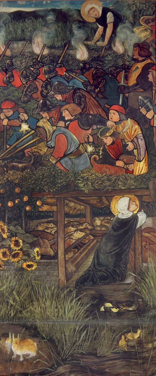 La leyenda de Santa Frideswide, 1859, estudio al óleo para una vidriera en la Capilla Latina de la Catedral de Christ Church, Oxford de Edward Burne Jones