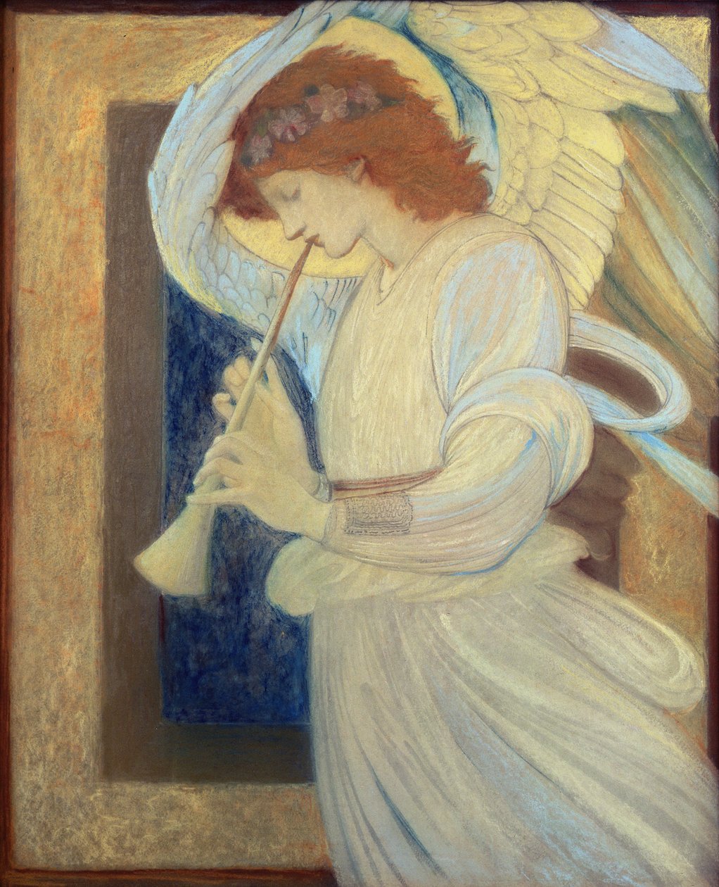 Un ángel tocando un flautín de Edward Burne Jones