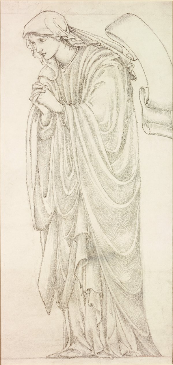 María, hermana de Lázaro - Diseño para la ventana de la Iglesia de Santa Ethelreda, Guilsborough, Northamptonshire de Edward Burne Jones