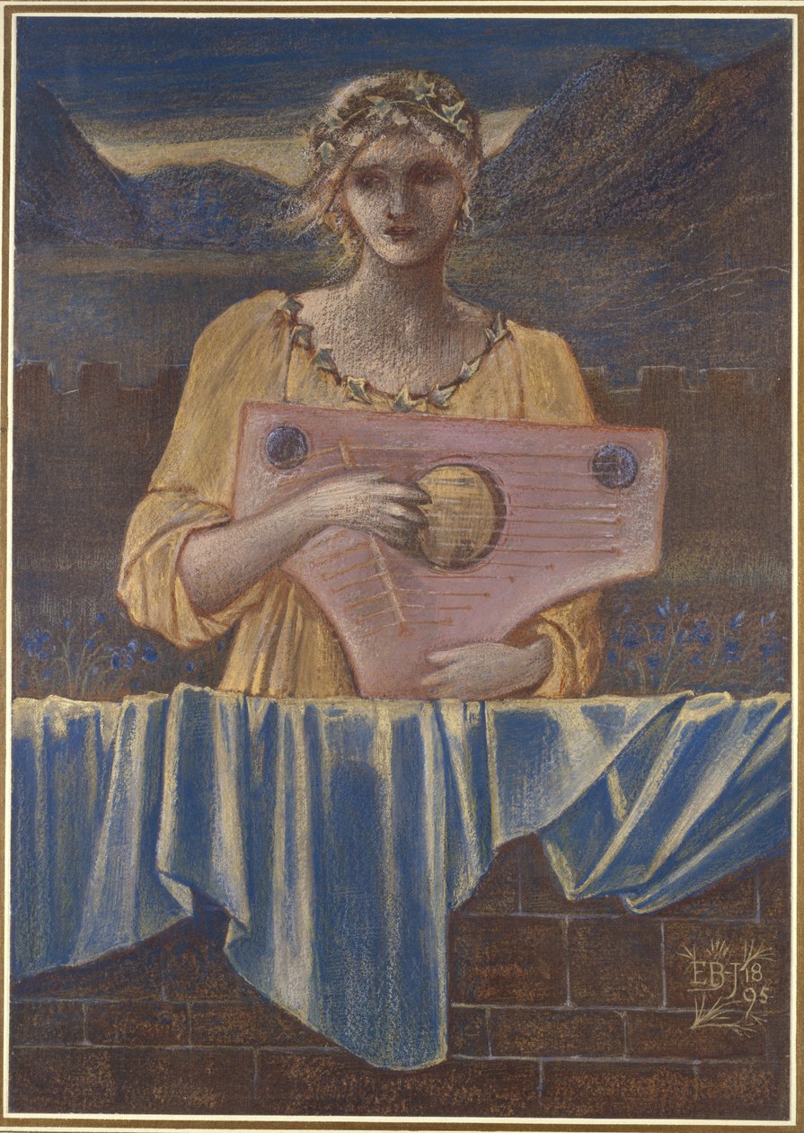 Estudio de una mujer con un instrumento musical, 1895 de Edward Burne Jones