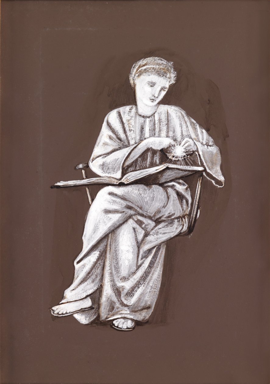 Estudio de una niña sentada, con un libro de Edward Burne Jones