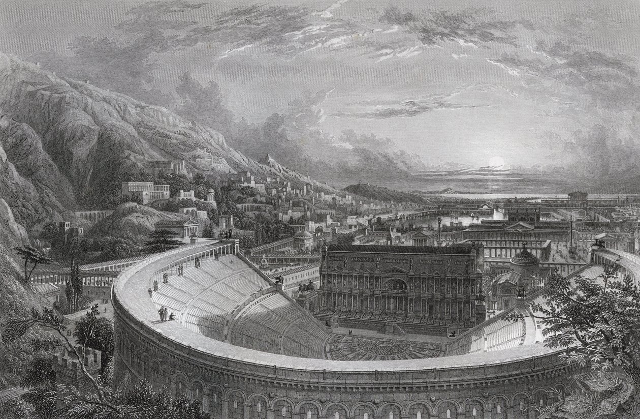Éfeso Antiguo desde arriba del Teatro, grabado por William Richardson, de 