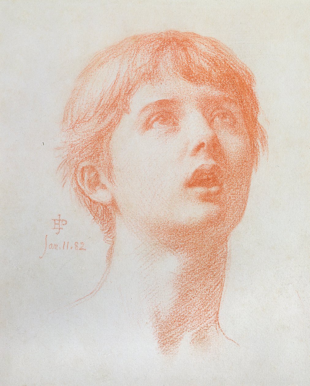 Cabeza de ángel - estudio para el mosaico en San Pablo, 1882 de Edward John Poynter