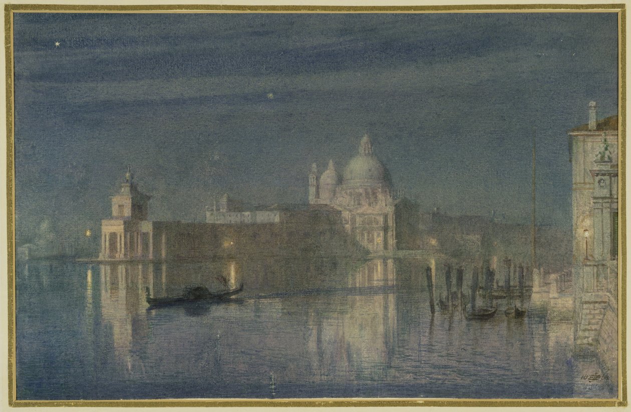 Santa Maria Della Salute, Venecia, luz de luna, 1863 de Edward John Poynter