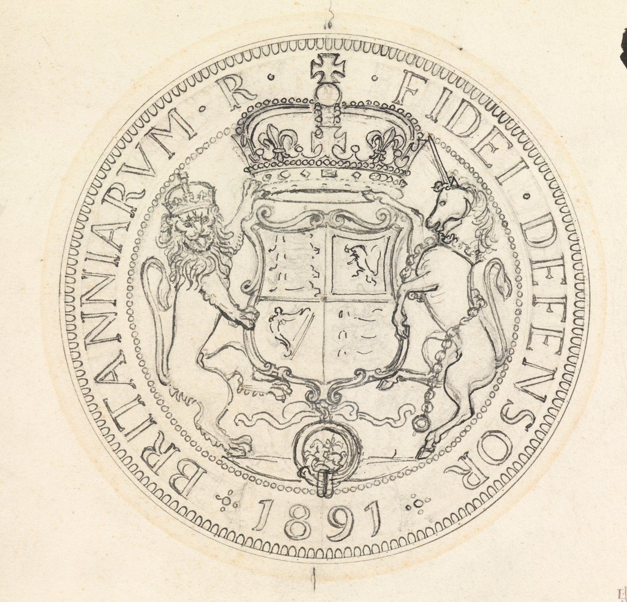 Dos bocetos de diseño para el Florín y el Chelín, 1891 de Edward John Poynter