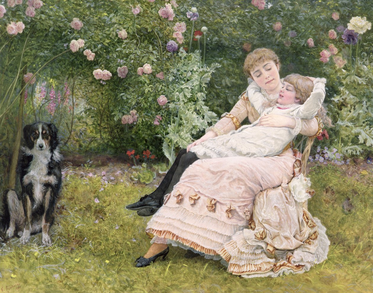 Un descanso en el jardín, 1900 de Edward Killingworth Johnson