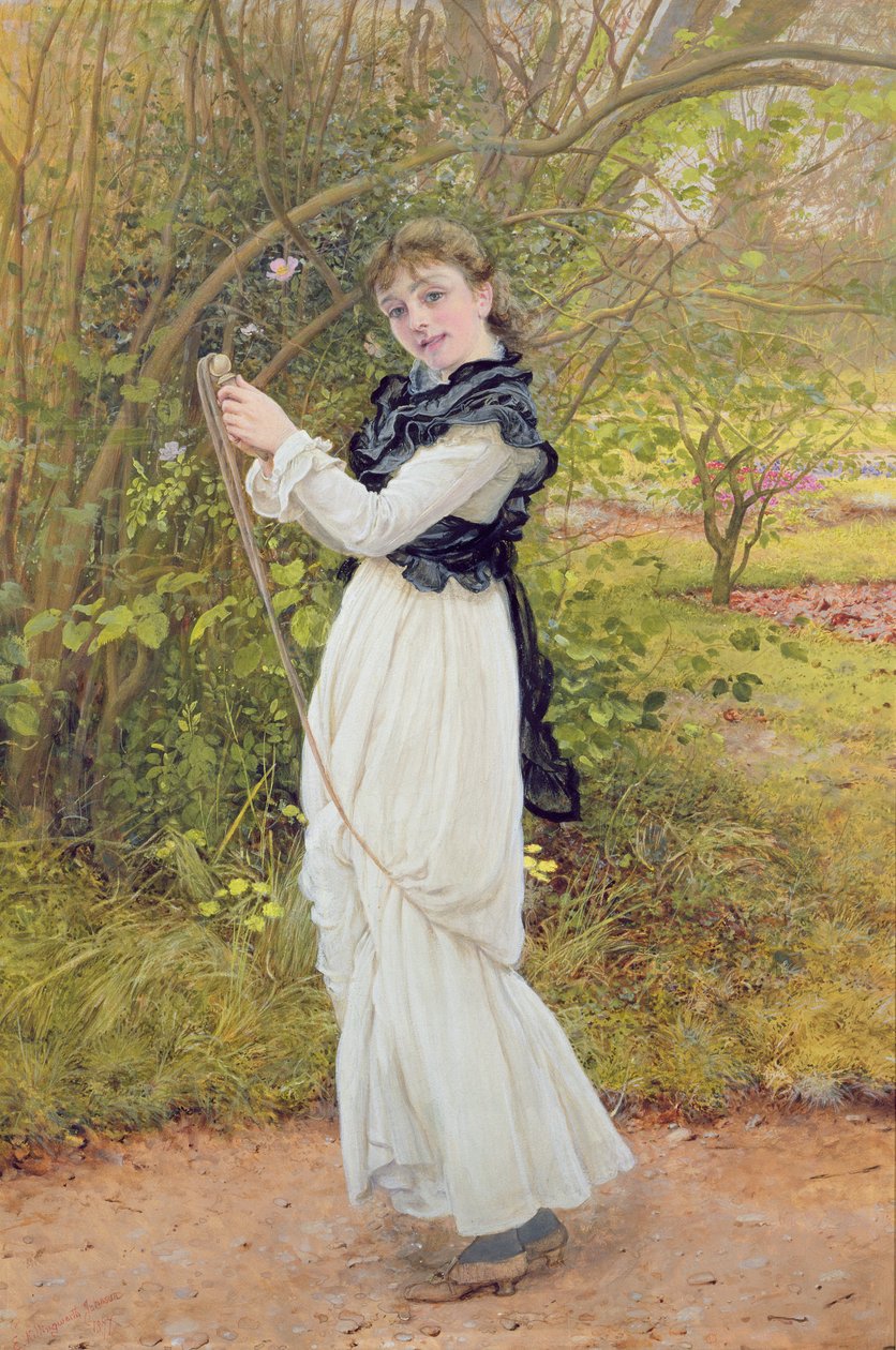 Saltando la cuerda, retrato de la hija del artista, Barbara, 1877 de Edward Killingworth Johnson